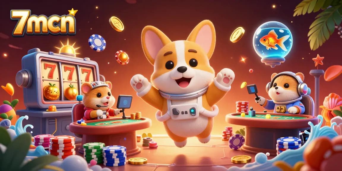 Experience thrilling 7mcn casino adventures with a floating corgi and dynamic gameplay elements!