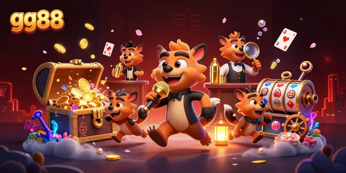 Experience the excitement of gg88 in a vibrant casino scene with hyena characters and dynamic gaming elements.
