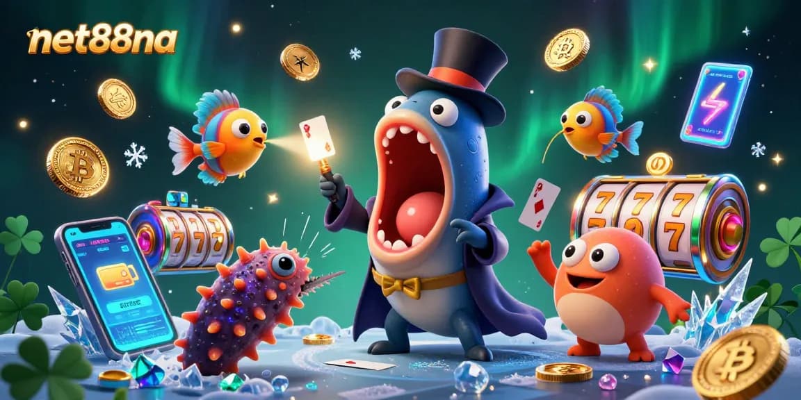 Experience thrilling wins with net88na as an 3D eel magically performs gambling tricks.