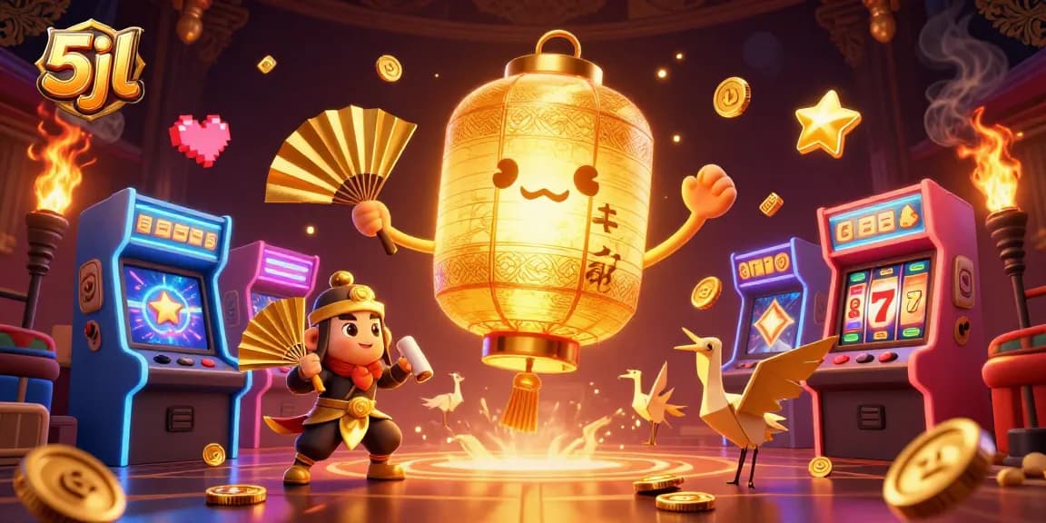 Experience thrilling slots with 5jl featuring vibrant golden elements and arcade excitement.