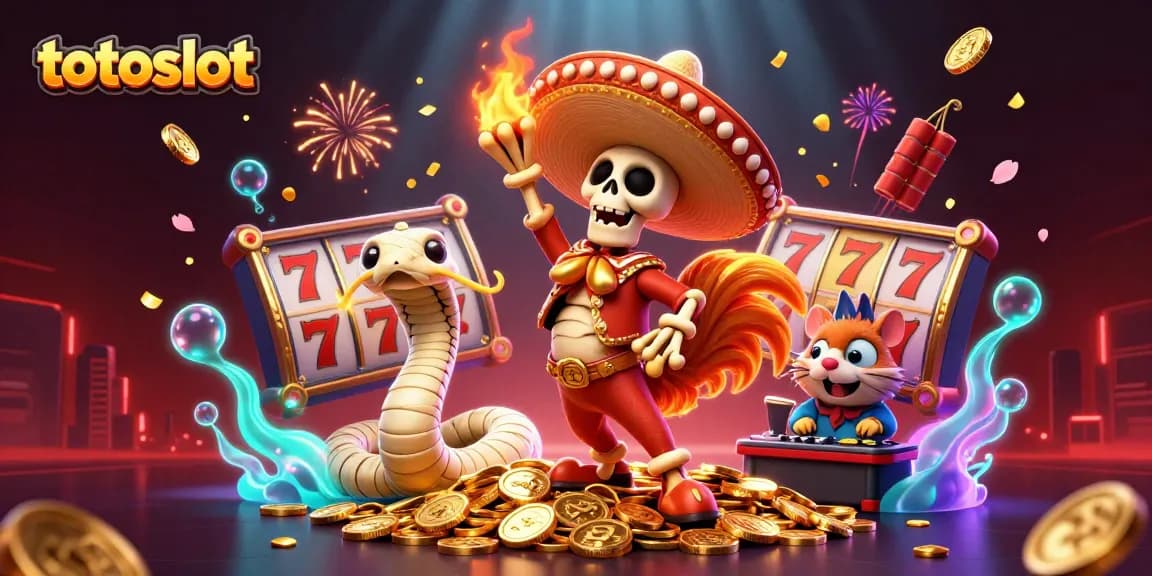 Engage with exciting totoslot action in a dynamic 3D casino illustration.