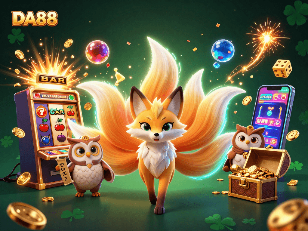 Experience thrilling wins at DA88 with vibrant cartoon spirits and festive slot action.