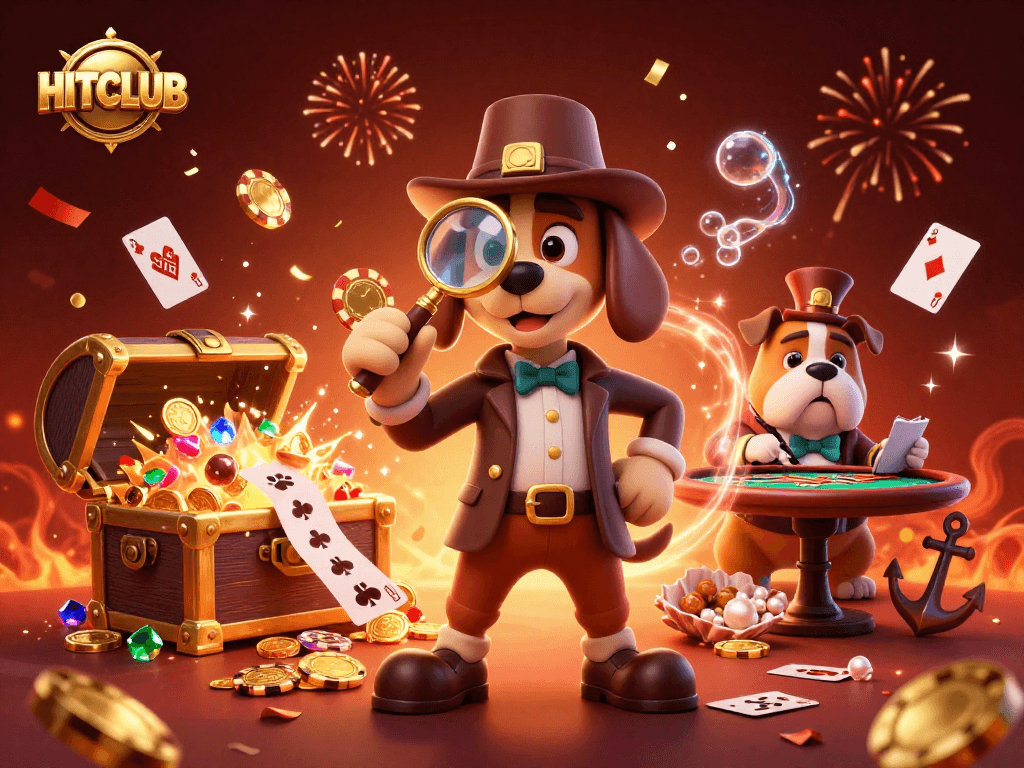 Engage with HITCLUB's thrilling poker games amid treasure-filled adventures.
