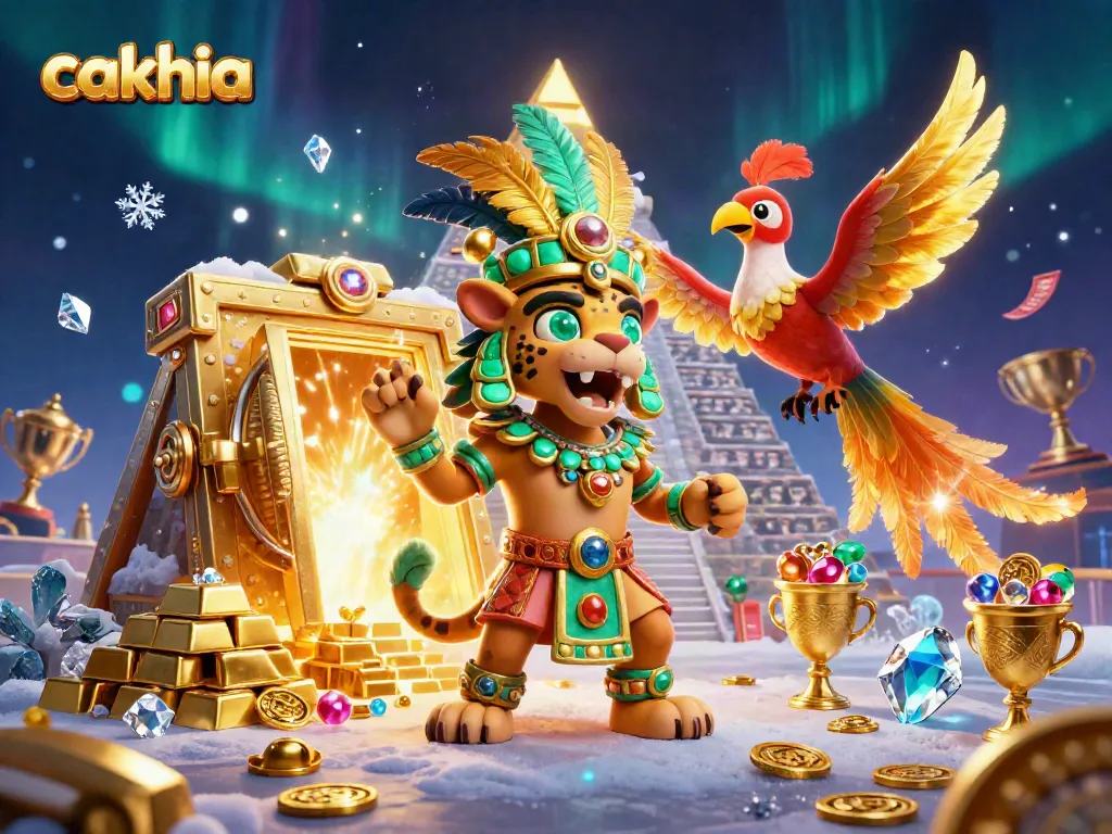 Cakhia sports betting scene showcasing a vibrant Mayan theme with trophy, stadium, and betting slips elements