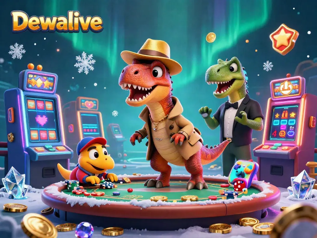 Prediksi angka Dewalive dengan karakter dinosaurus unik di meja blackjack virtual.