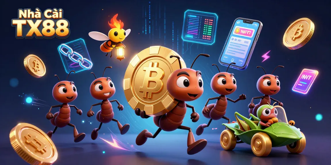 Players explore Nhà cái TX88 with fun 3D ants on a heist for poker chips and crypto coins.