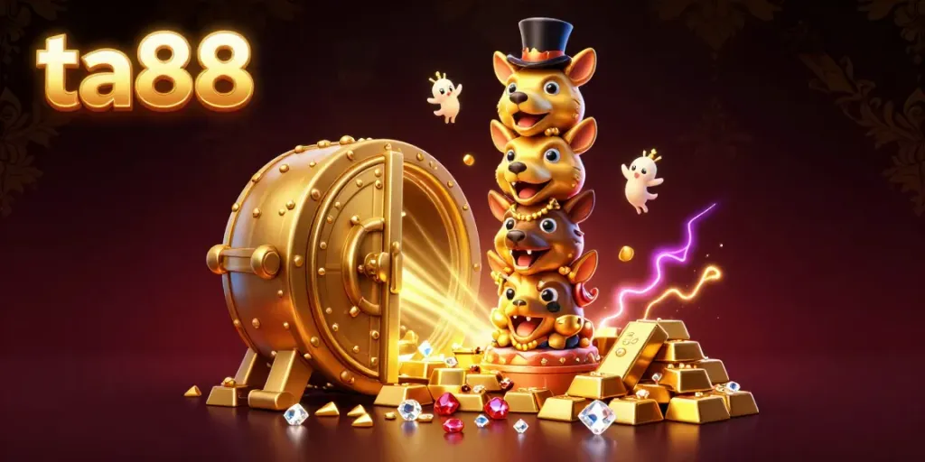 Experience winning moments at ta88 with vibrant casino elements and a golden totem pole.