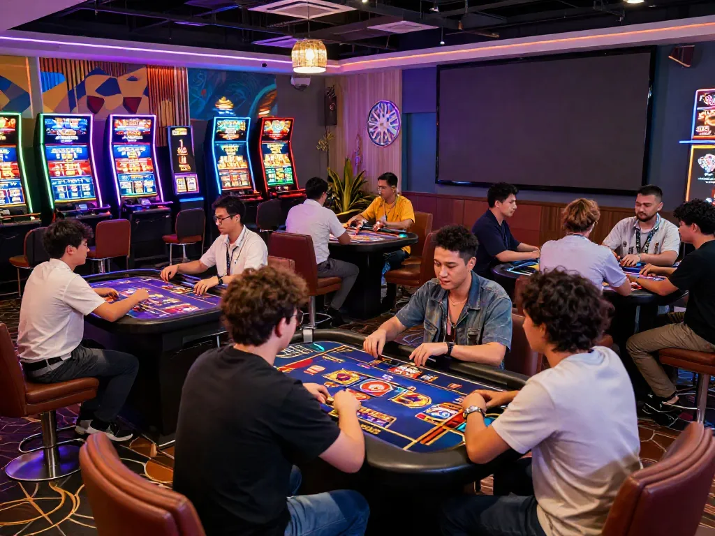 Engaging ta88 online gaming scene showcasing diverse players in a vibrant casino environment.
