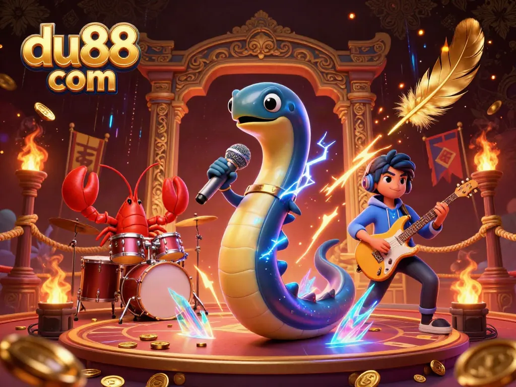 Engage in thrilling action at du88 com with electric eel DJ, captivating casino scene, and vibrant atmosphere.