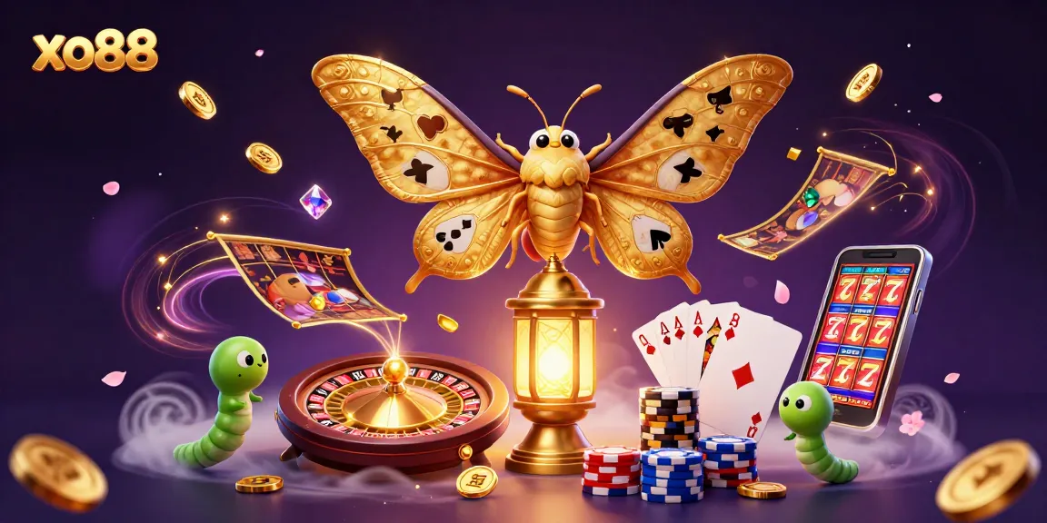 Experience the thrill at xo88 with vibrant casino scenes, golden coins, and enchanting characters.