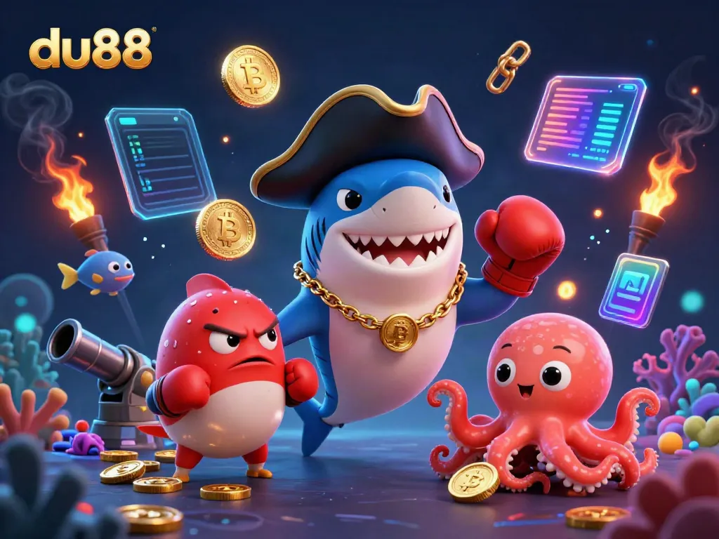 Experience thrilling fish shooting games with du88's pirate characters and vibrant underwater elements.
