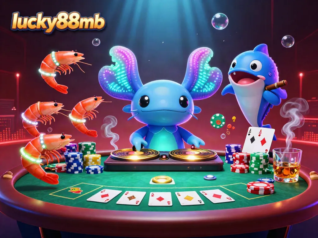 Engage with lucky88mb's vibrant underwater casino scene featuring dynamic characters and immersive gaming elements.