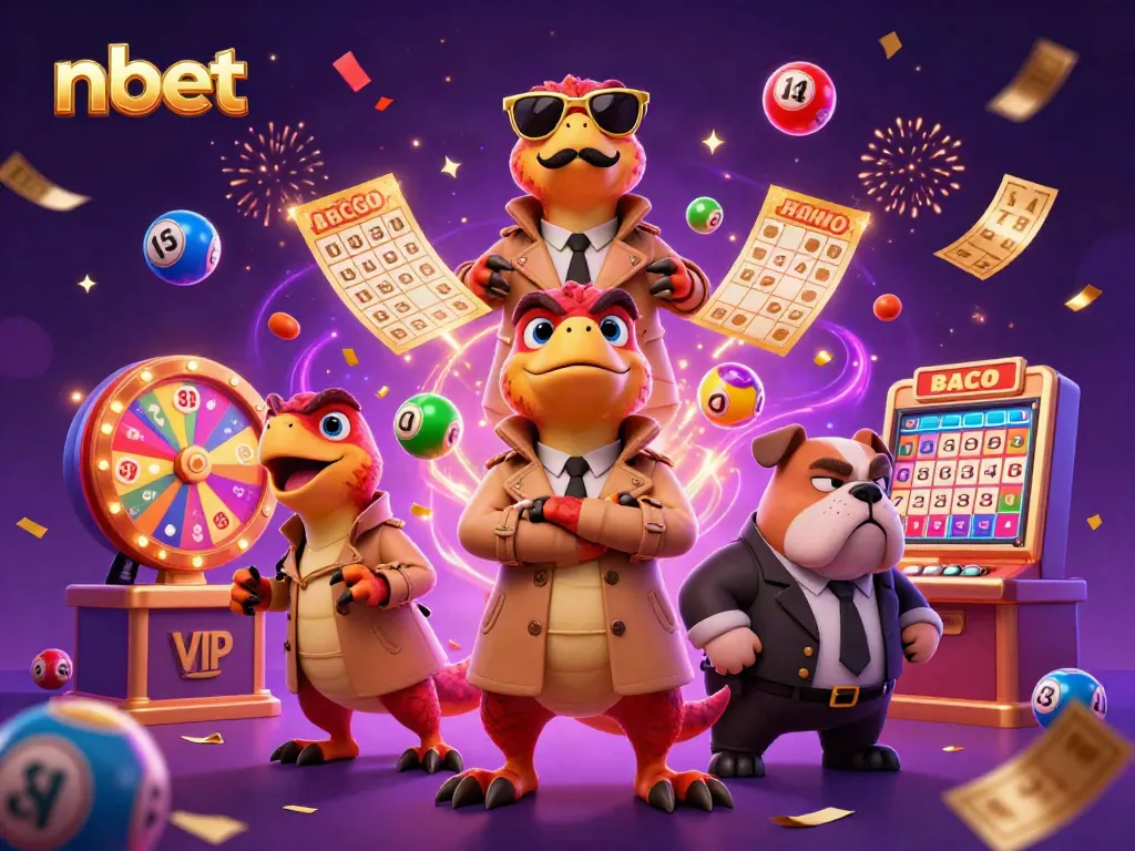 Experience the excitement of nbet with cartoon raptors sneaking into a VIP casino lounge.