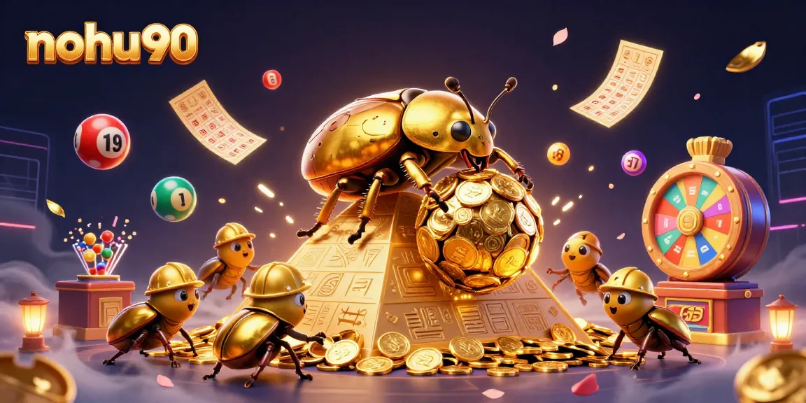 Engage in exciting gameplay at nohu90 with vibrant casino symbols and golden treasures!