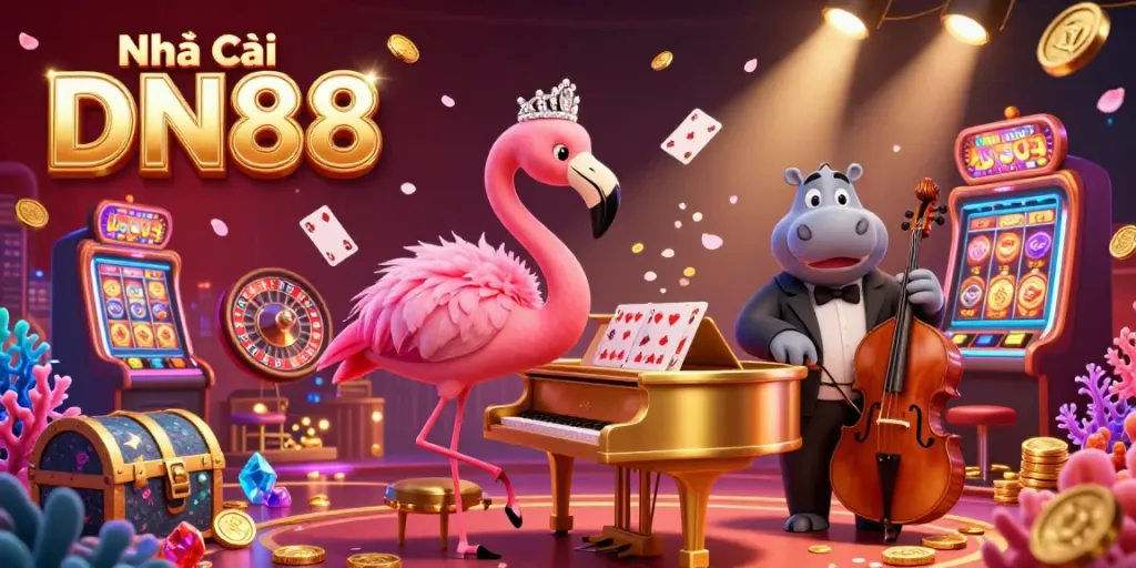 Discover exhilarating games at Nhà cái DN88, featuring a vibrant casino lounge atmosphere.