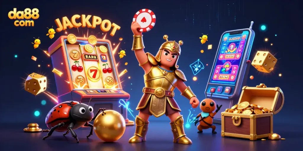 Engage in thrilling gameplay at da88 com with colorful graphics and exciting casino elements in a vibrant scene.