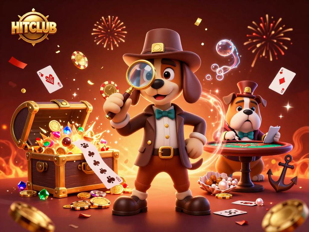 Engage with HITCLUB's thrilling poker games amid treasure-filled adventures.