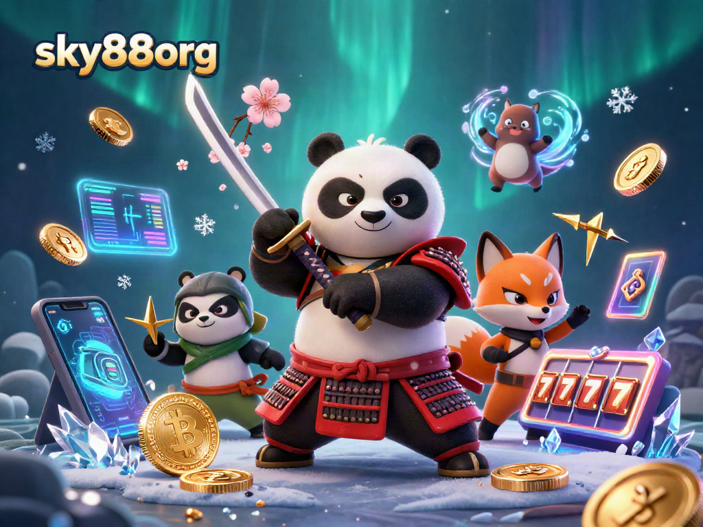 Engage with sky88org's vibrant online slots through this dynamic 3D illustration.