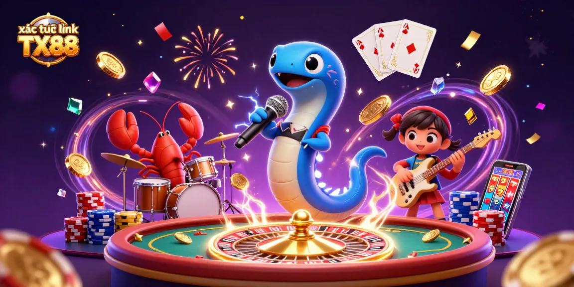 Experience the thrill of xác thực link TX88 with an electric eel DJ in a vibrant underwater casino.
