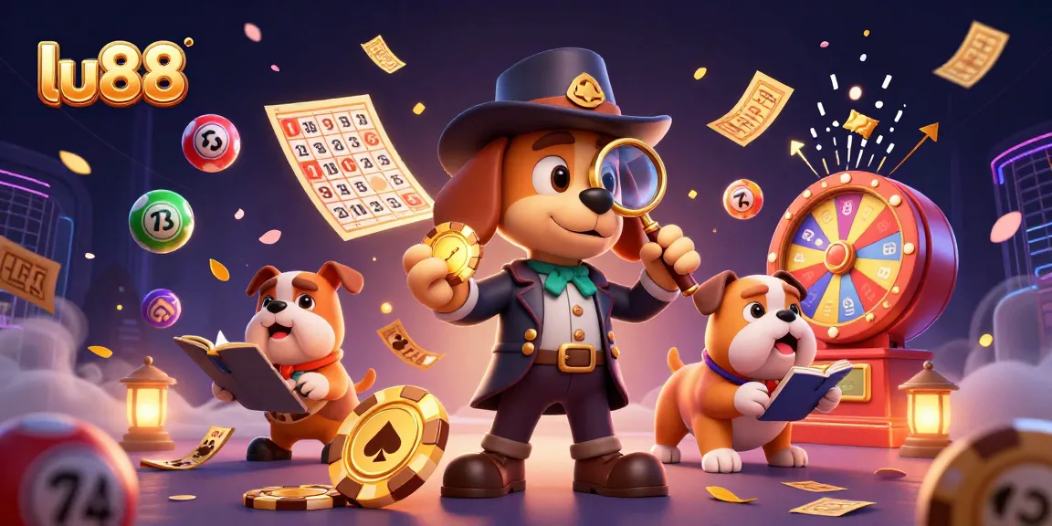 lu88 engages players in a vibrant, dynamic lottery scene with colorful elements and charming characters.