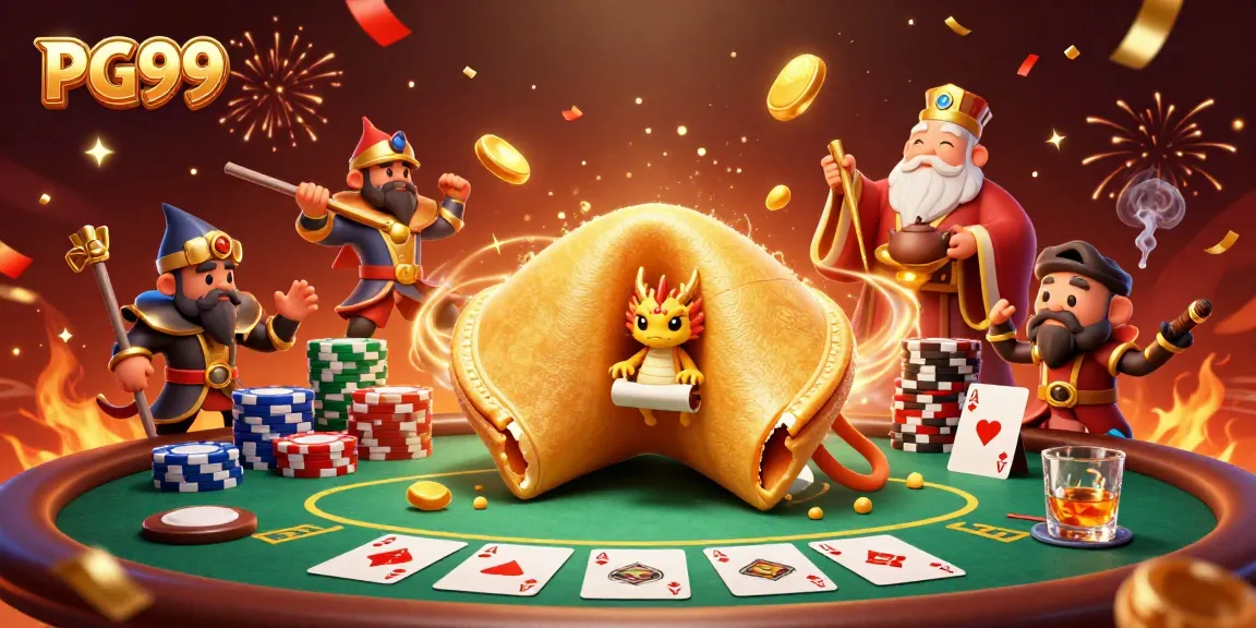 Experience PG99's thrilling casino action with a vibrant illustration showcasing dynamic poker elements.