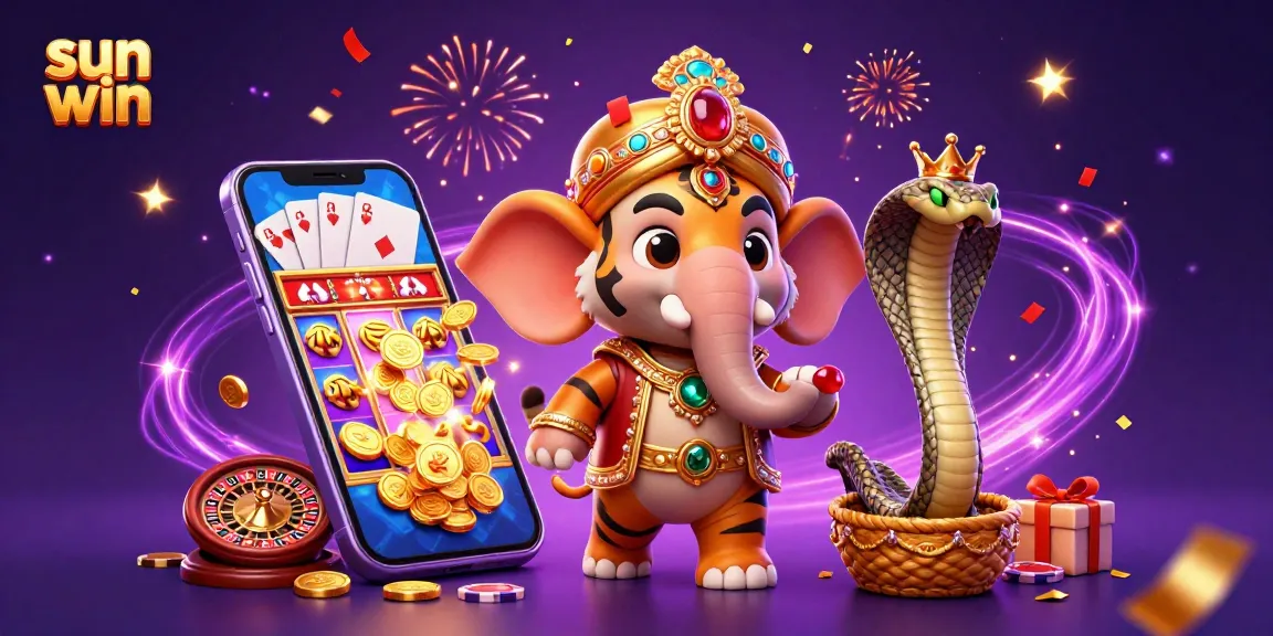 Win big with sun win at this colorful casino scene featuring festive celebrations and engaging games.