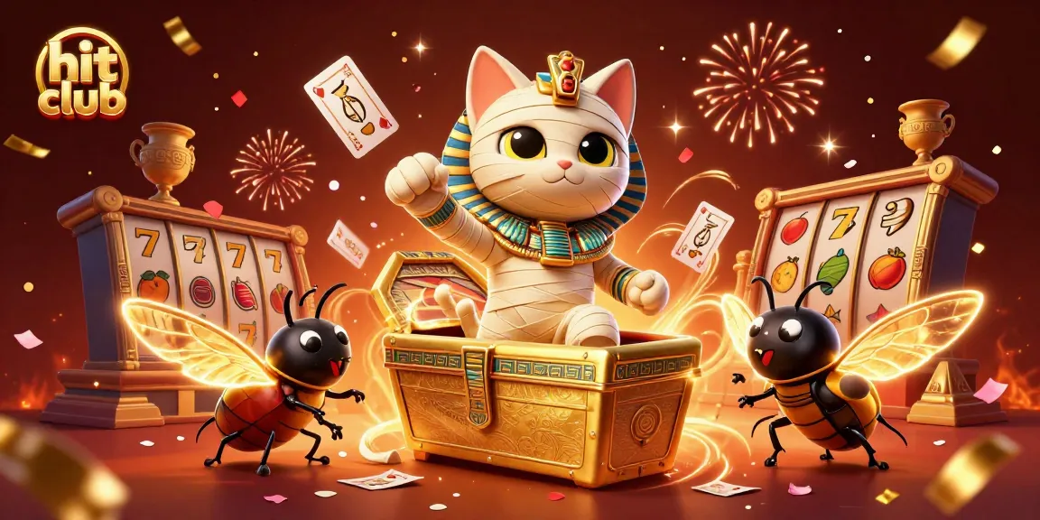 Experience the thrill of hit club gaming with a festive scene of winning characters and casino elements.