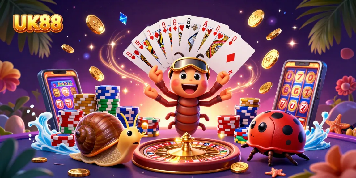 Win big with UK88 as colorful casino characters surround dynamic games and vibrant elements.
