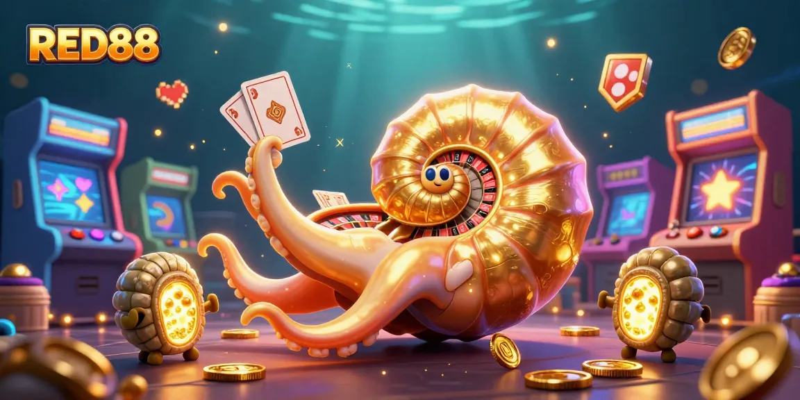 Win big with RED88 in this vibrant 3D casino scene filled with games and excitement.