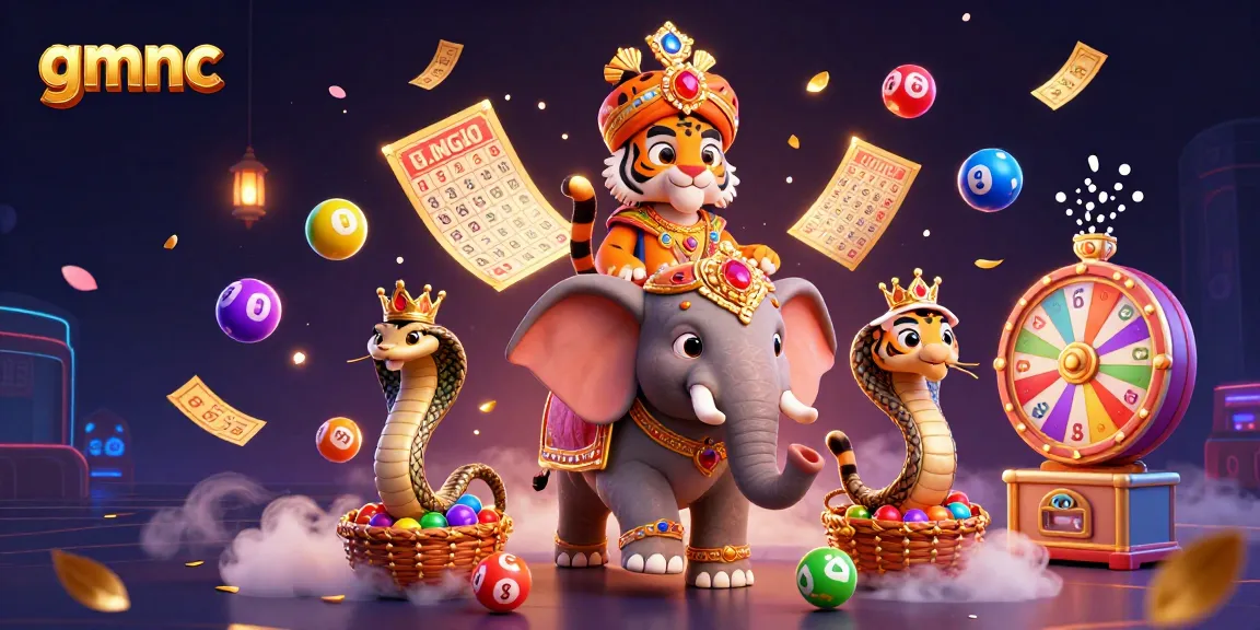 Engage with gmnc's vibrant 3D casino world featuring a maharaja tiger, elephant, and lively game elements