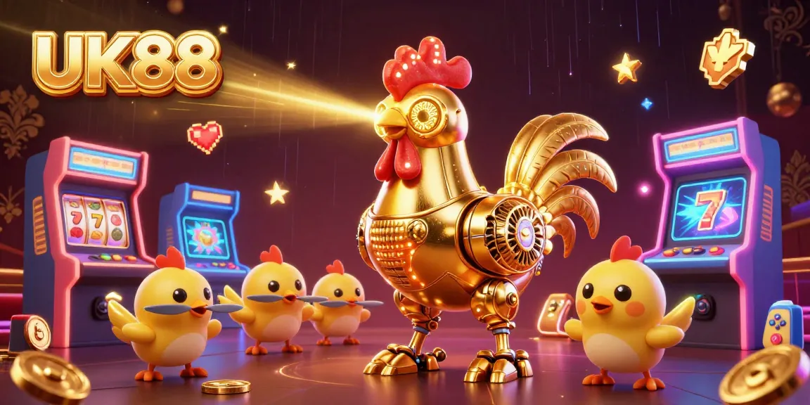 Experience UK88 excitement with a vibrant illustration of a futuristic casino adventure.