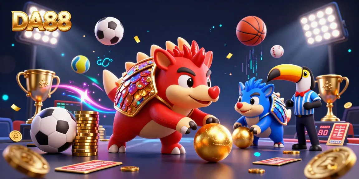 DA88 pangolins bowling through poker chips, sporting a vibrant casino atmosphere with golden elements.