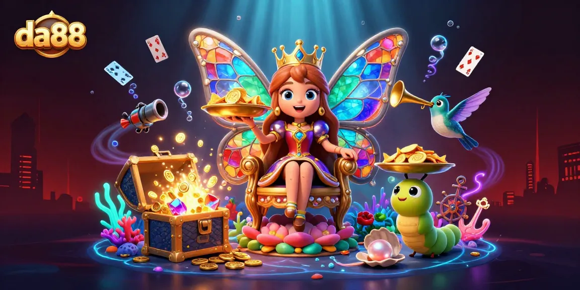 Experience the excitement of da88 with a vibrant 3D casino scene featuring magical elements.